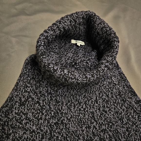 Madewell Sleeveless Knit Sweater Women's XL Blue Cowl Neck Pullover Wool Blend - Picture 7 of 8